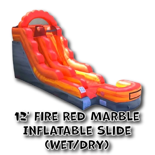 12' Fire Red Marble Inflatable Slide (Wet/Dry)